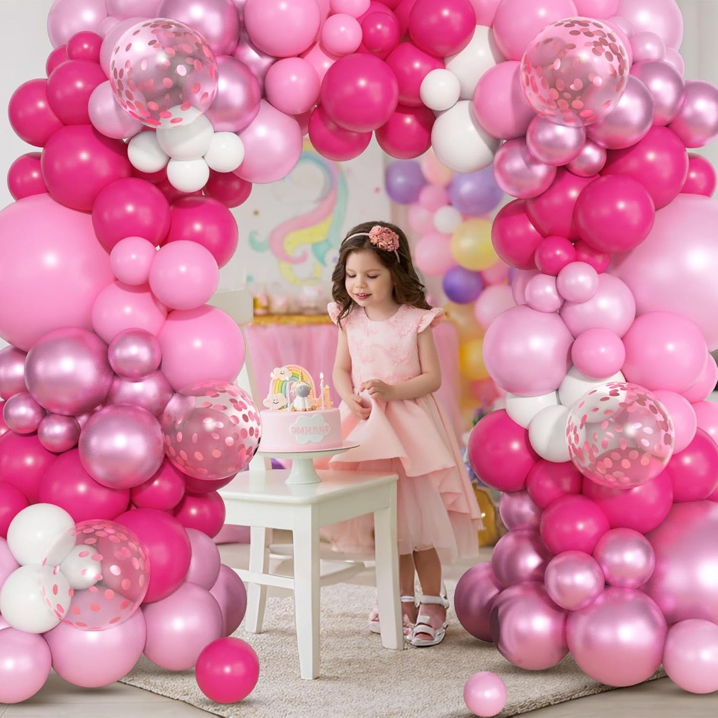 Ouddy Life 157 Pcs Boho Dusty Pink Balloons Arch Garland Kit, Blush Neutral Pink Sand White Metallic Gold Different Size Balloon for Girls Baby Shower Birthday Wedding Gender Reveal Party Decorations
