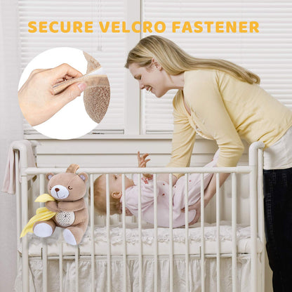 BEREST Baby Sleep Soother Happy Bear, Mom's Heartbeat Bear Lullabies White Noise Machine, Nursery Decor Night Light Projector, Toddler Crib Sleeping Aid, Baby Shower Gifts Portable Teddy