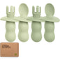 KeaBabies 4-Pack Silicone Baby Spoons and Forks Set - Baby Led Weaning Utensils 6-12 Months, Self Feeding Toddler Spoon & Fork for Training, Teething, Easy to Hold, BPA-Free Silicone (Roseate)