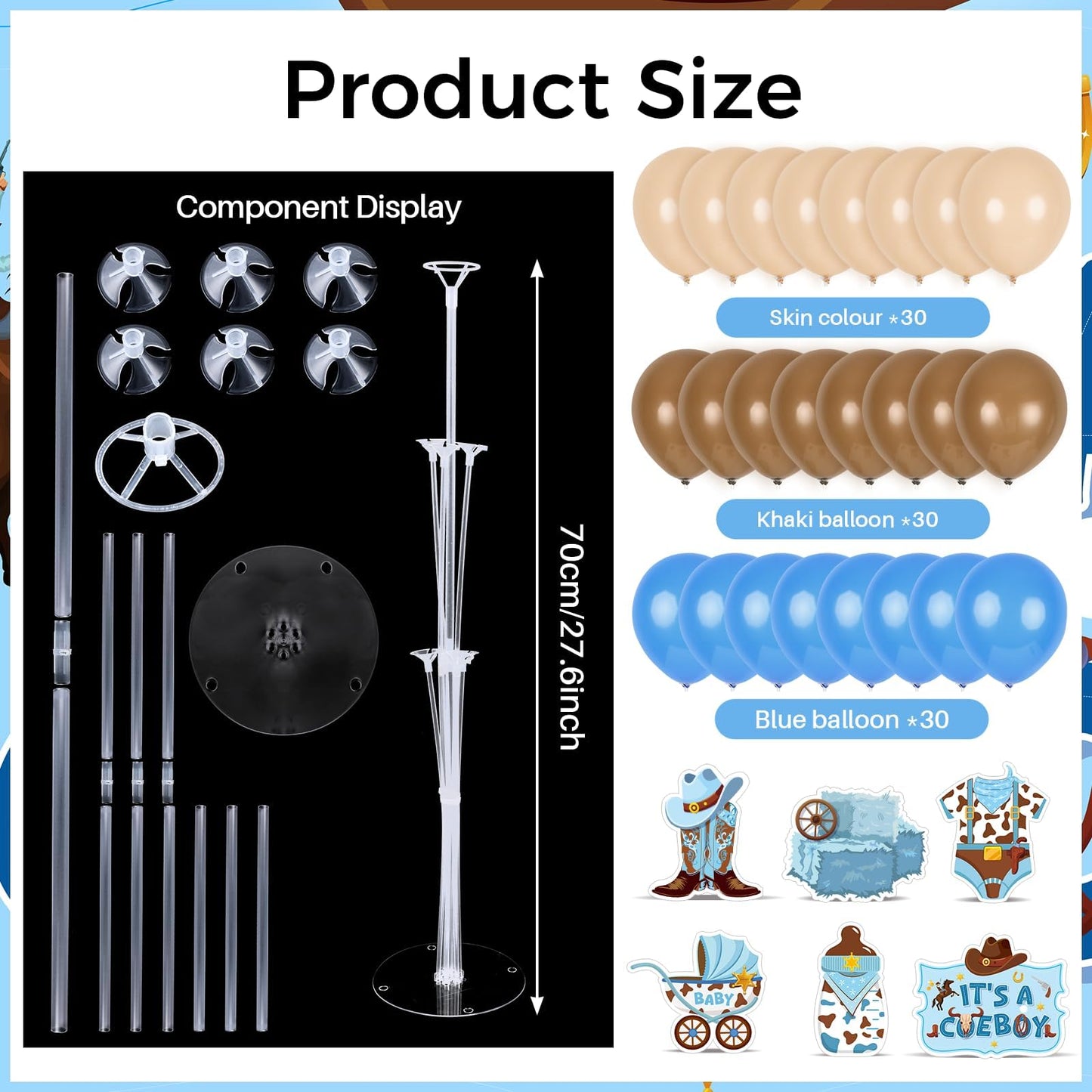 4 Sets Balloon Stand Kit for Table Bear Baby Shower Tables Centerpieces with Balloon Boy Baby Shower Decorations for Bear Theme Gender Reveal Birthday Party Table Decorations Supplies (Brown Bear, 4)