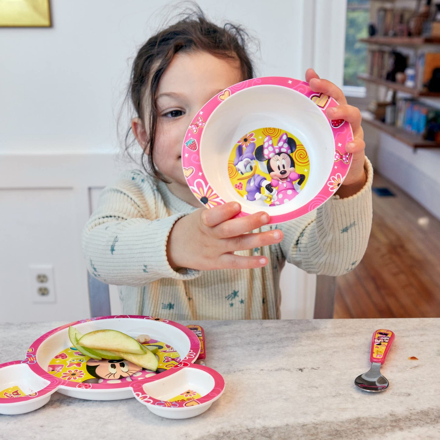 The First Years Bluey 4-Piece Place Setting - BPA Free Dishwasher Safe Toddler Dinnerware Set with Divided Plate, Bowl, Fork, Spoon - Multicolor