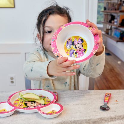 The First Years Bluey 4-Piece Place Setting - BPA Free Dishwasher Safe Toddler Dinnerware Set with Divided Plate, Bowl, Fork, Spoon - Multicolor