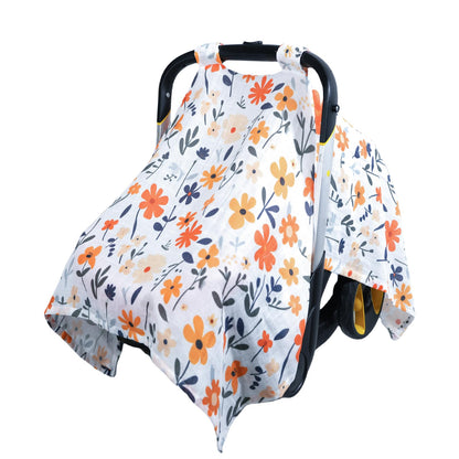100% Muslin Summer Baby Car Seat Cover, Universal Fit Infant Car Seat Canopy, Breathable & Lightweight Sun, Weather Protection for Boys & Girls
