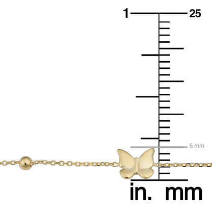 Kooljewelry 14k Yellow Gold Heart or Butterfly Adjustable Bracelet (adjust to 5.5 or 6.5 inch)