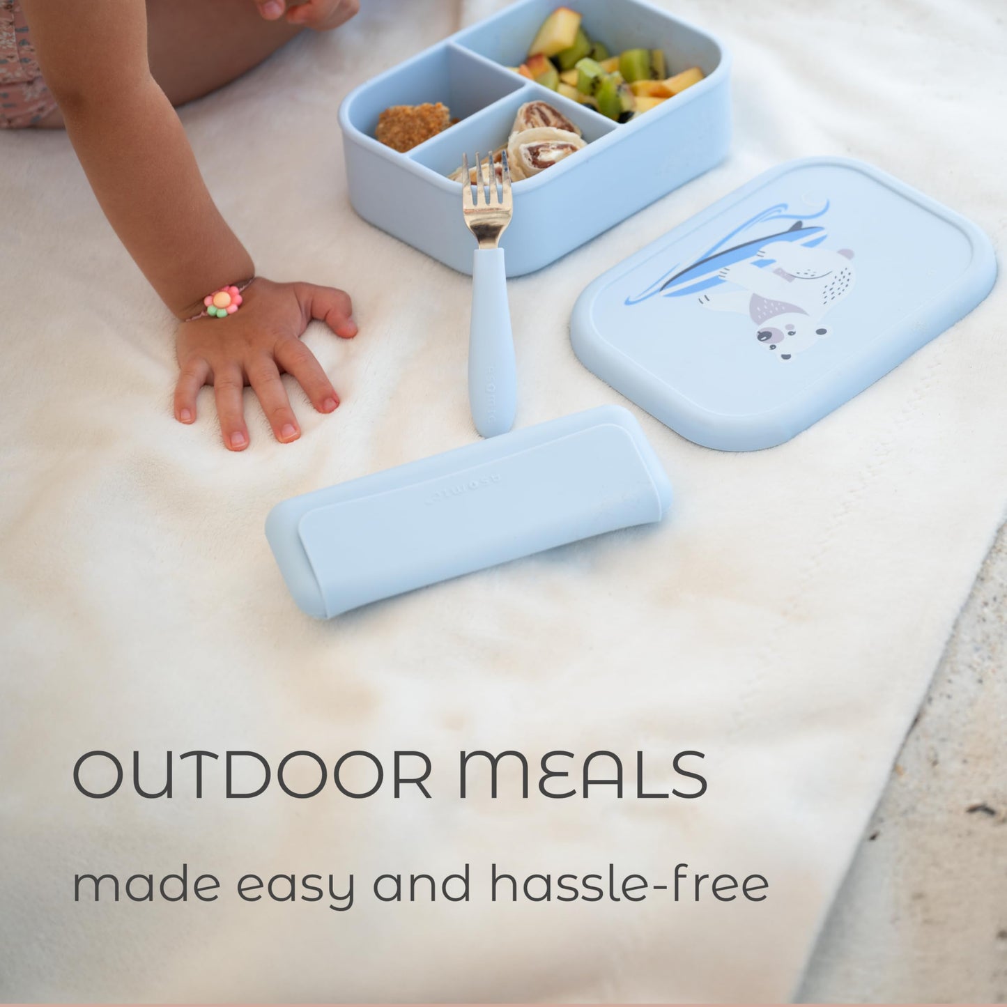 ASOMIC 316 Stainless Steel Utensils Set with Silicone Handle & Travel Case for Toddlers & Kids, Children Spoon, Fork & Case for Daycare, Preschool, School & Baby Meals – BPA-Free, Dishwasher Safe