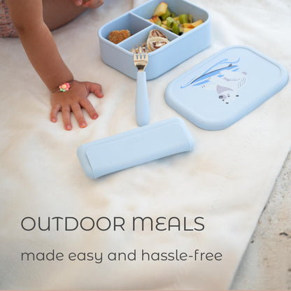 ASOMIC 316 Stainless Steel Utensils Set with Silicone Handle & Travel Case for Toddlers & Kids, Children Spoon, Fork & Case for Daycare, Preschool, School & Baby Meals – BPA-Free, Dishwasher Safe