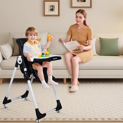4 in 1 High Chairs for Babies and Toddlers, Convertible Foldable Baby High Chairs, Feeding and Eating Seat Highchair with 4 Levels of Recline and 7 Levels of Height Adjustment, Gray