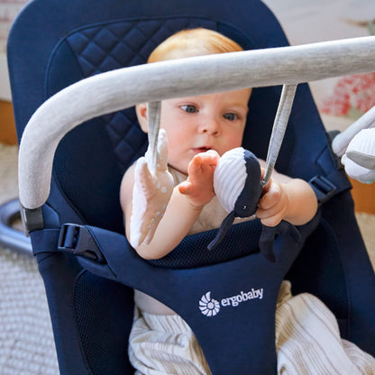 Ergobaby Evolve 3-in-1 Mesh Bouncer, Adjustable Multi Position Baby Bouncer Seat, Fits Newborn to Toddler, Grey Mesh