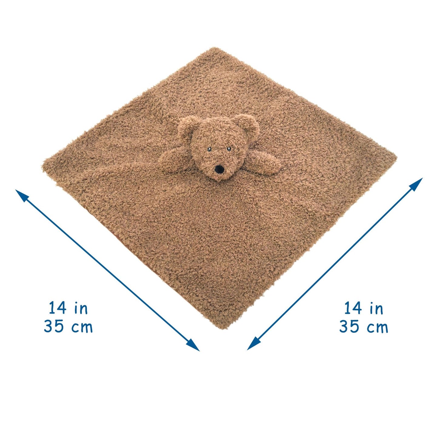 Baby Brown Teddy Bear Soft Stuffed Animal Security Blanket, Plush Bear Character Lovey Blanket, Baby Shower/Nursery Gift, Newborn Infant Toddler Snuggle Blankie for Boys Girls, 14 Inches