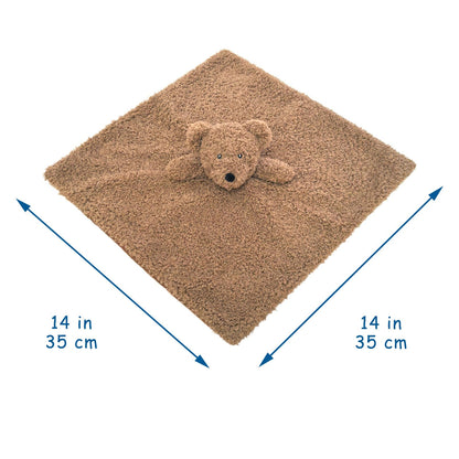 Baby Brown Teddy Bear Soft Stuffed Animal Security Blanket, Plush Bear Character Lovey Blanket, Baby Shower/Nursery Gift, Newborn Infant Toddler Snuggle Blankie for Boys Girls, 14 Inches