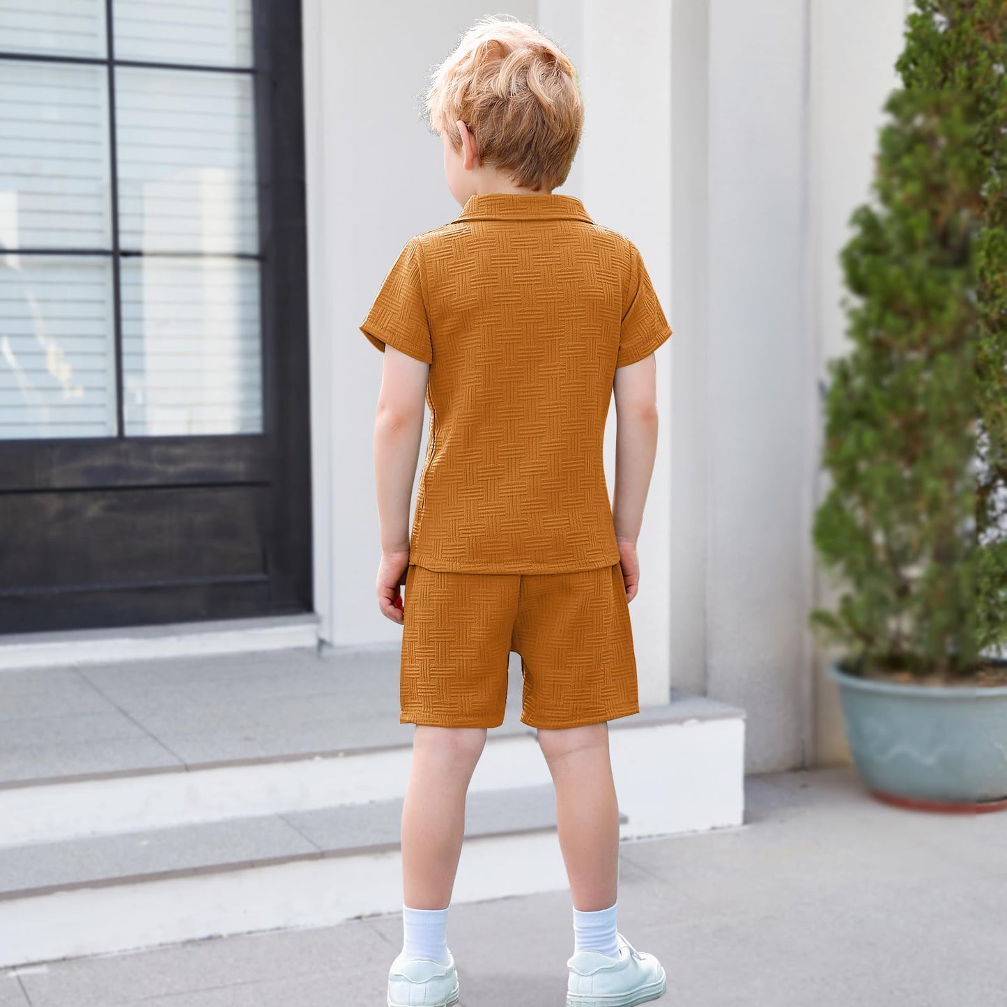 U·nikaka Baby Boys 2 Piece Summer Outfits Casual Toddler Short Sets Little Boys Button Down Shirts Tops and Shorts 2-6Y