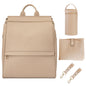 Leather Diaper Bag Backpack with USB Charging port, Changing Pad, Stroller Straps, and Bottle Holder (Brown Olivia)