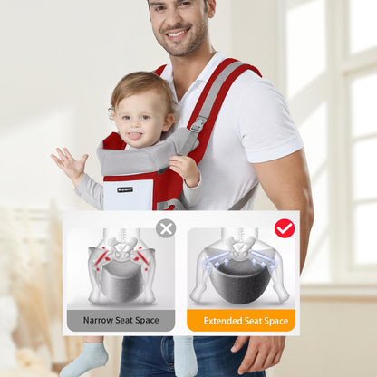 KIYUMI Baby Carrier with Hip Seat, 6- in-1 Baby Carrier Newborn to Toddler, Ergonomic M Position with Head Support and Breathable Mesh,Adjustable Removable Baby Sling Carrier (7-45 lbs) BXLU