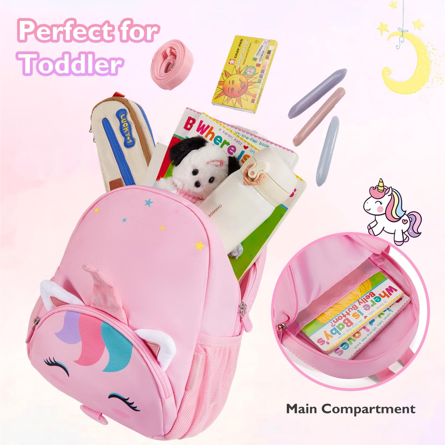 mommore Toddler Backpack for Boys 2-4, 3D Cartoon Mini Kids Travel Bag, Small Baby Backpack with Toddler Leash, Chest Buckle, Water-Resistant Pre-K Schoolbag, Dinosaur
