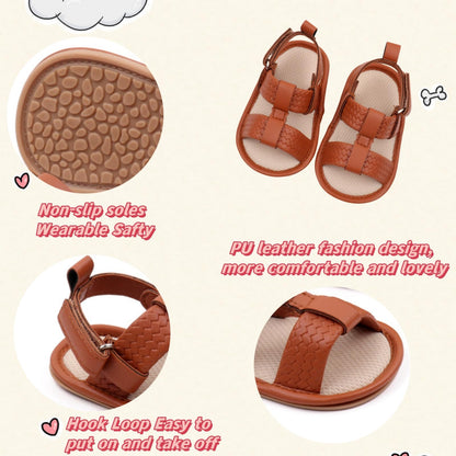 Infant Boys Girls Sandals, Summer Baby Rubber Soles Non-Slip PU Leather Sandals, Newborn Toddler Prewalker First Walking Beach Outdoor Shoes,Infant Toddler Unisex Summer Shoes for babies