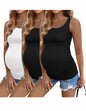 Ekouaer 3 Pack Women Maternity Tank Tops Ruch Side Basic Shirts Summer Postpartum Tops Sleeveless Pregnancy Workout Clothes