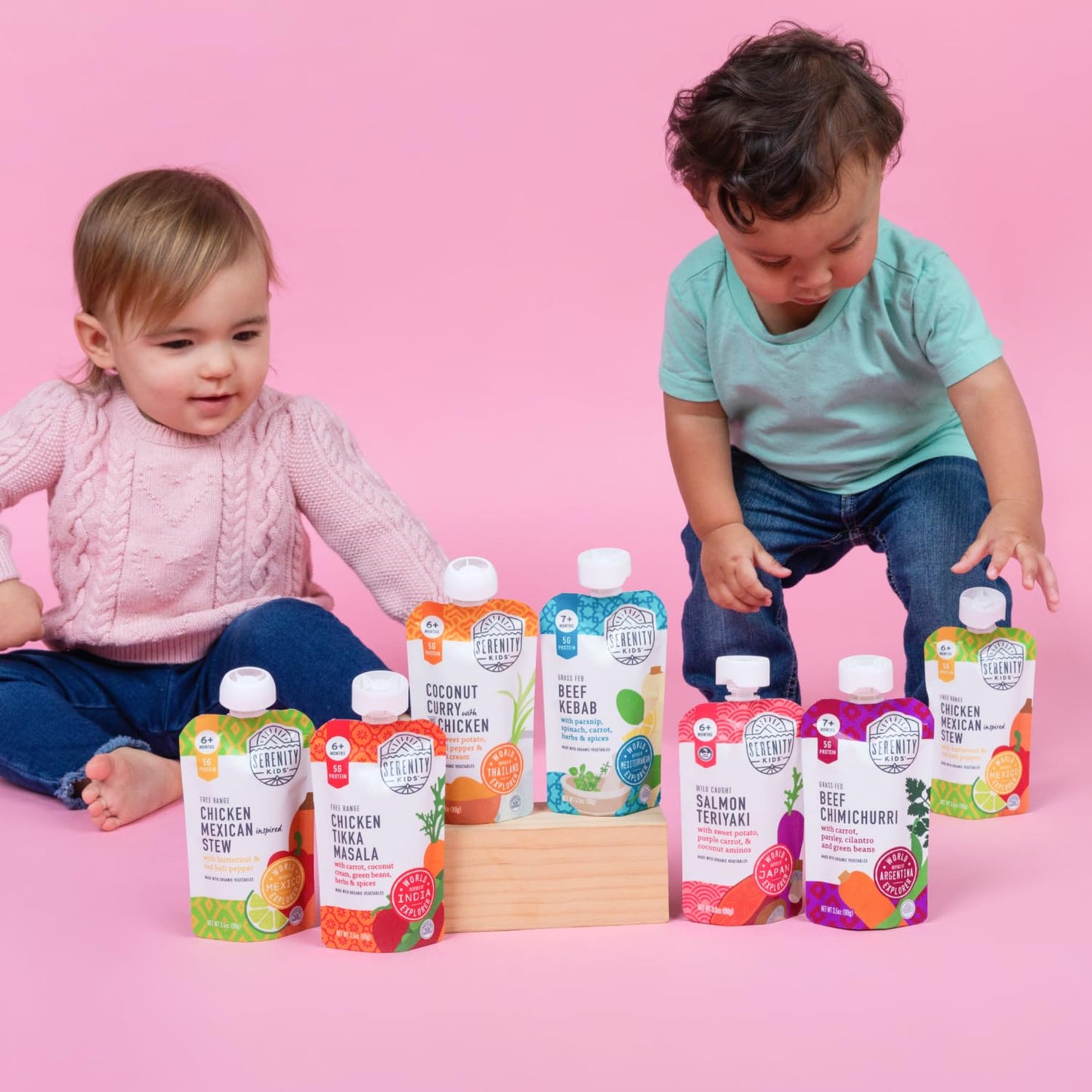 Serenity Kids 7+ Months World Explorers Baby Food Pouches Puree Made With Ethically Sourced Meats & Organic Veggies | 3.5 Ounce BPA-Free Pouch | Beef Chimichurri | 6 Count
