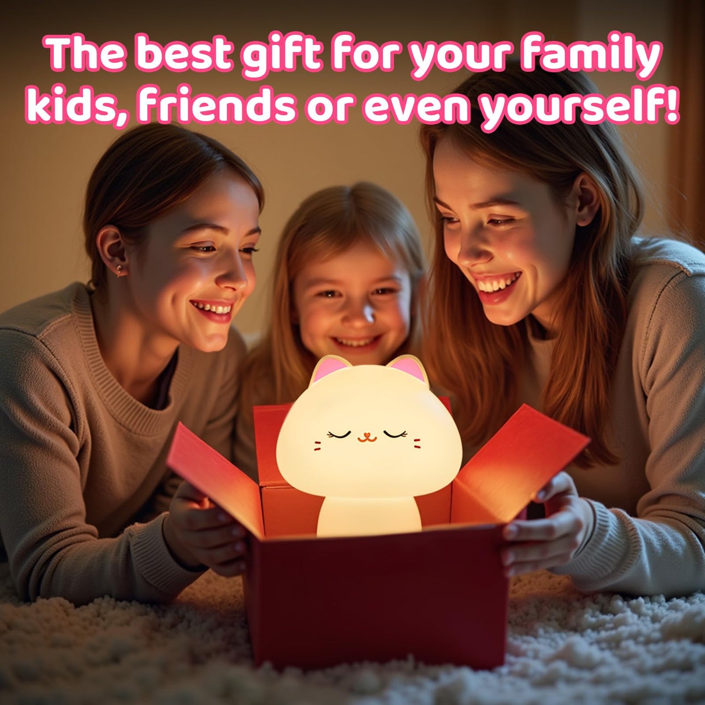 Huggwaii Squishy Axolotl Night Light for Kids – Dimmable Silicone Axolotl Lamp, 2025 Upgraded Baby Night Light, Rechargeable, 20H Battery Life, Sleep Aid Gift for Toddlers, Girls&Room Decor