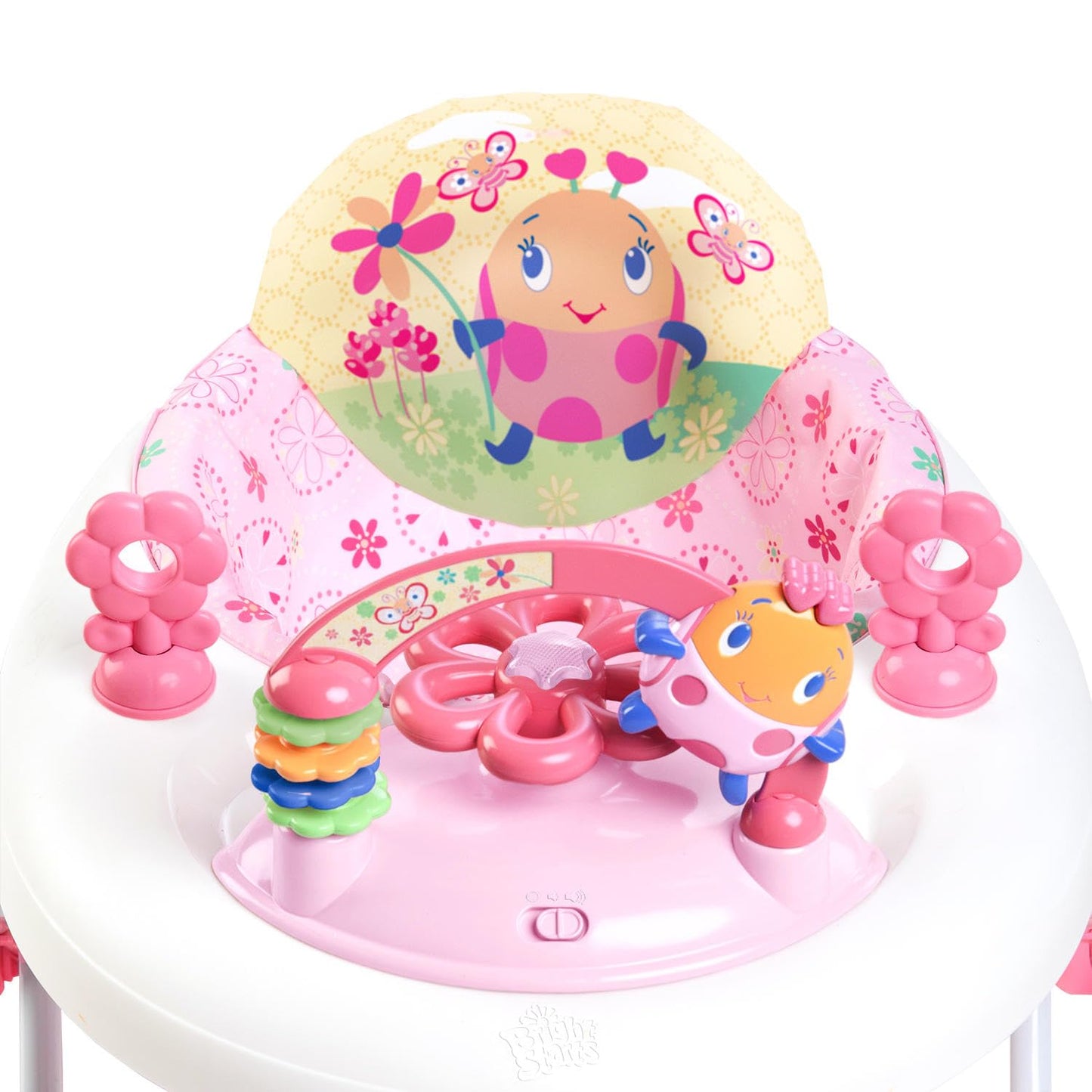 Bright Starts JuneBerry Walk-A-Bout Baby Walker and Entertainer, Removeable Floor Toy, with Easy Fold Frame for Storage, Ages 6 Months +