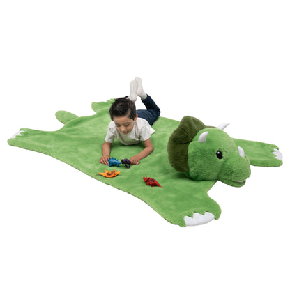 Plush PlushieRugs - Animal Rug for Kids Room, Fluffy Nursery and Fur Kids Rugs for Playroom - Big Large Stuffed Animals Irregular Shaped Rug that Works Great as Woodland Nursery Decor (Dinosaur)