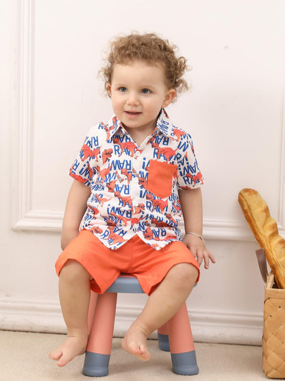 SUREPOCH Baby Boy Clothes Toddler Summer Outfits Short-sleeved Shirt Elastic Pants Two-piece Set Cute Baby Boy Outfits