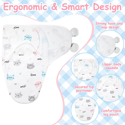 Ramede 6 Pack Baby Swaddle Blanket with Hats Sleep Swaddle for 0-3 Months Newborn Sacks Soft Cotton Wearable for Boy Girl