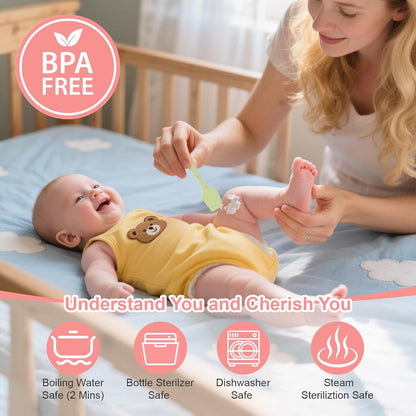 4-Pack Diaper Cream Spatula with Travel Box, Soft Baby Butt Spatula – Silicone Butt Paste Spatula, Convenient Diaper Spatula & Skin-Friendly Baby Butt Spatula