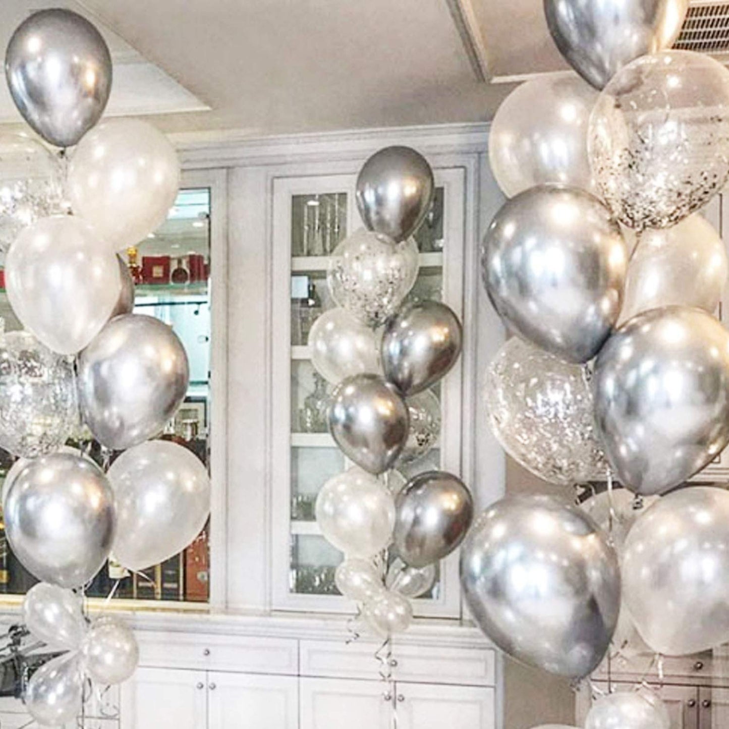OuMuaMua 62Pcs Pink Gold Confetti Latex Balloons Kit, 12 Inch Pink White Gold Helium Balloons Party Supplies for Confession Proposal Wedding Girl Birthday Baby Shower Party Decoration