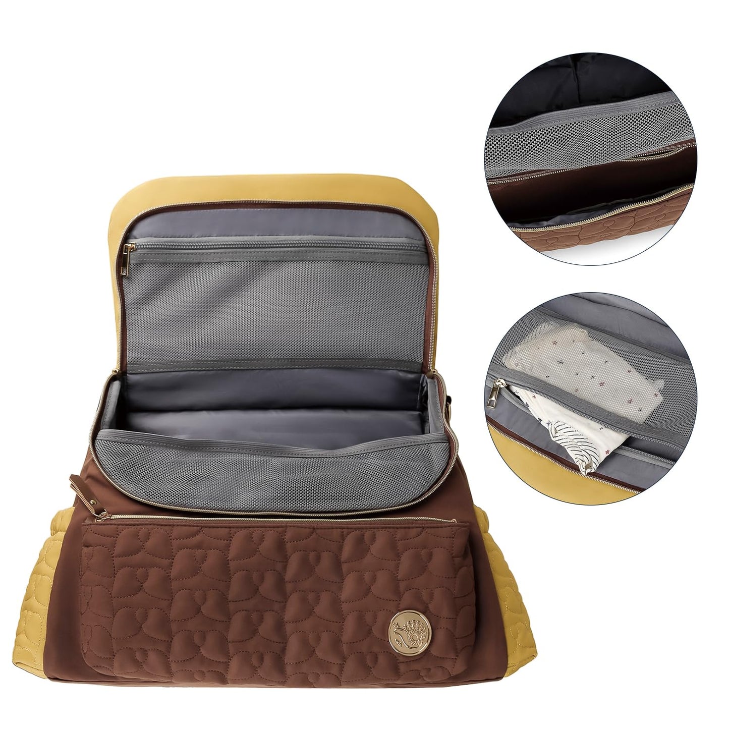 Lmbabter Diaper Bag Backpack Convertible Messenger Bag Travel Backpack Maternity Bags Stylish Baby Bag with Changing Pad for Mom (Brown)