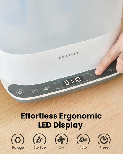 Baby Bottle Sterilizer | Esterilizador de Biberones, 6-in-1 HAUTURE Bottle Sterilizer and Dryer, Electric Steam Bottle Sanitizer for Baby Stuffs, Baby Bottles & Breast Pump Accessories