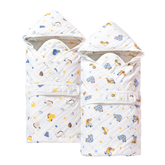 2 Pack Hooded Baby Bath Towels,Large 32"x 32",Cotton Baby Bath Towel with Hood for Infant Toddler and Kids, Soft and Absorbent,Unisex Baby Bath Essentials. (Cars/Dinosaurs)