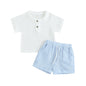 fhutpw Baby Boy Summer Outfits Henley Shirt Soft Pocket Short Sleeve Tops & Shorts Sets Infant 3 6 12 18 Months 2T Clothes