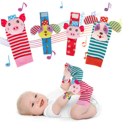 Baby Wrist Rattle Socks and Foot Finder Set Baby Rattles Toys for 0-12 Month, Infant Girl Boy Toys for Babies 3-6 Months, Newborn Hand & Foot Toys for 0 to 9 Months, Baby Easter Gifts