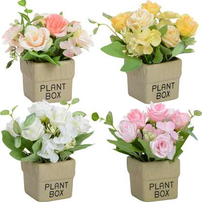 XONOR Artificial Flower Plants – Mini Fake Hydrangea Flowers in Pot for Home Decor Party Wedding Office Patio Table Desk Decoration, Set of 4, 3.3''(D) x 5.5''(H)