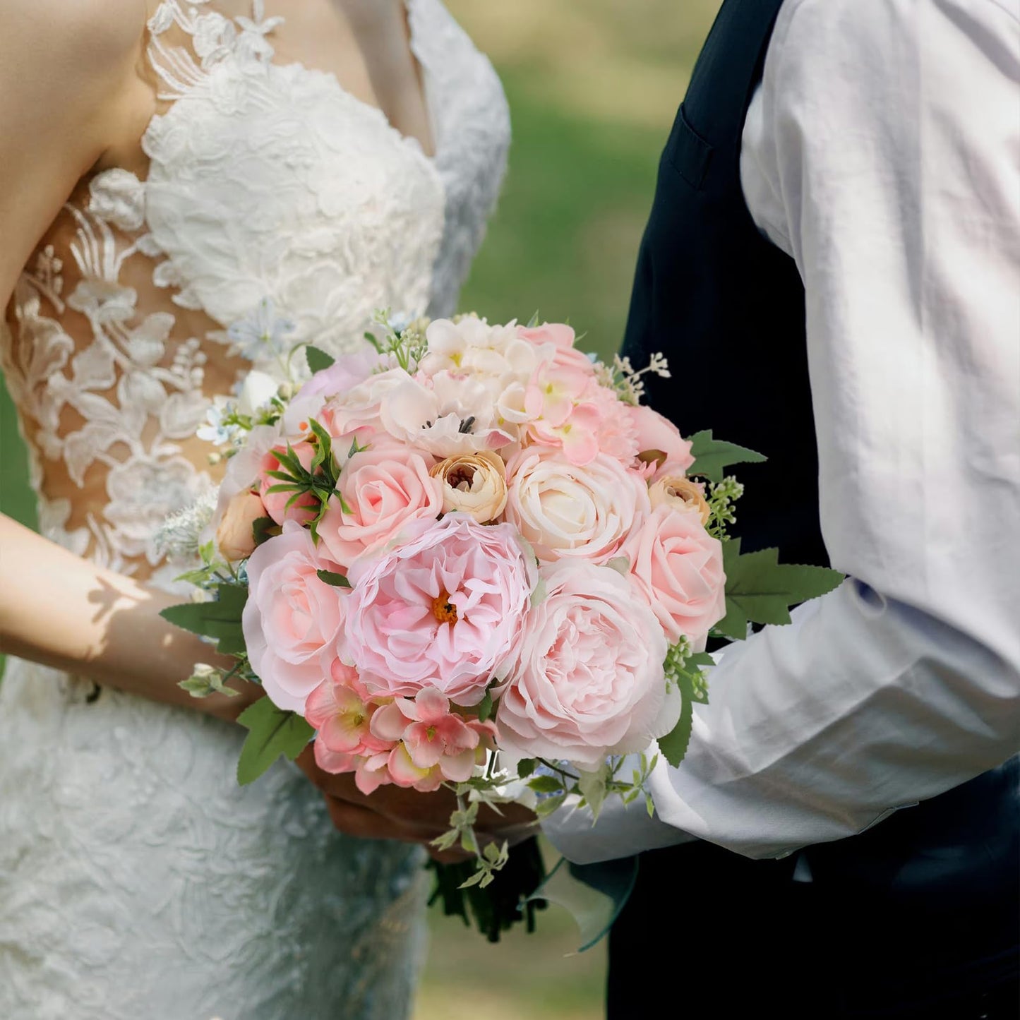 Artificial Flowers Combo for DIY Wedding Bouquets Combo Centerpieces Arrangements Party Bridal Baby Shower Home Decorations-Blush Pink