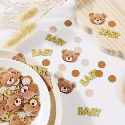 100pcs Bear Confetti Baby Shower Cream Brown We Can Bearly Wait Baby Shower Decorations Bear Table Scatter