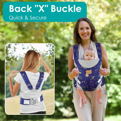 Baby Carrier Newborn to Toddler, Ergonomic Adjustable Toddler Carriers for 7-65 Lbs, Cozy Lightweight Infant Carrier with Neck Support, Baby Holder Carrier with Lumbar Support for Mom Dad