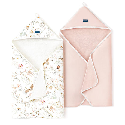 GRSSDER Baby Hooded Towel 2 Pack for Newborn, Super Soft Bath Towels with Original Design, Ultra Absorbent Knit Terry, Large Toddler Towels with Hood for Girls, Shower Gifts for Infant, 34"x 34"