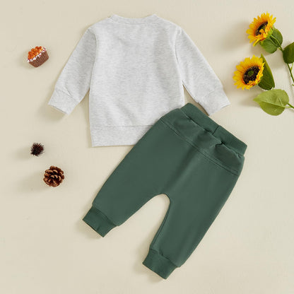 Toddler Baby Boy Fall Winter Outfits Tractor Print Long Sleeve Sweatshirt Pants Set Kids Sweatsuit Clothes
