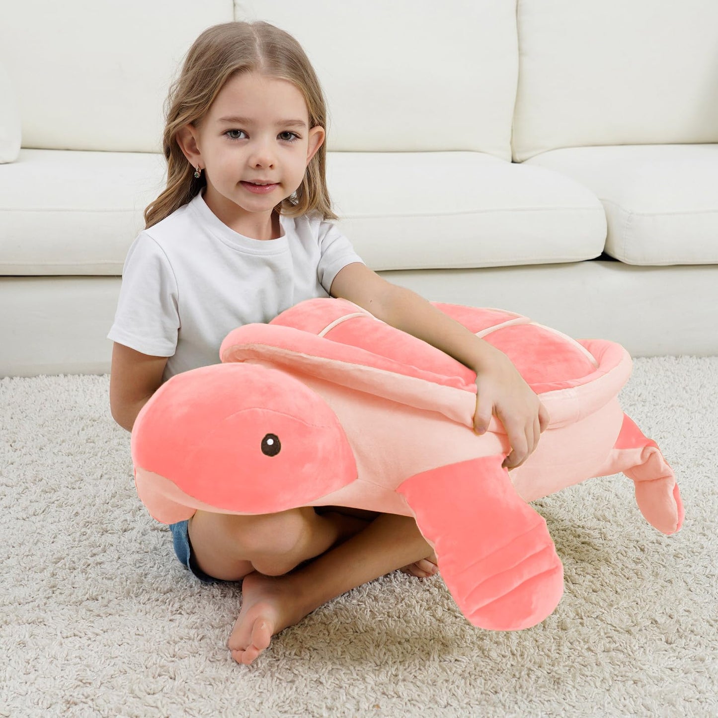 28 inch Big Green Sea Turtle Stuffed Animals Giant Soft Plush Toys, Large Ocean Turtle Plushies Body Pillow, Gifts for Kid Boys, Girls, Girlfriend, Birthday, Easter