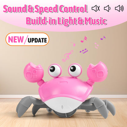 Crawling Crab Baby Toy Infant: Tummy Time Toys for Babies 3 6 9 12 18 24 36 Months, Walking Dancing Sensing Crab for Toddler 1 2 3 4 Year Old, 1st Music Birthday Gifts for Boys Girls