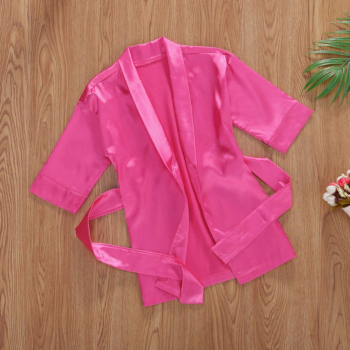 FIOMVA Toddler Kids Baby Boys Girls Silk Satin Bathrobe Long Sleeve Kimono Robes Infant Nightgown Sleepwear Clothes