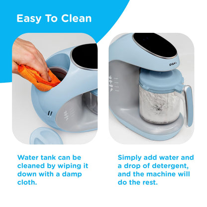 EVLA'S Baby Food Maker, Steamer, Blender, Baby Food Processor for Healthy Homemade Baby Food in Minutes, Touch Screen with 6 Reusable Food Pouches, Baby Registry Essential, White
