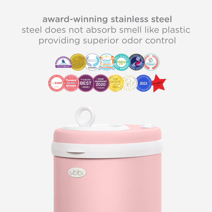 Ubbi Steel Diaper Pail, Odor Locking, No Special Bag Required, Award-Winning, Registry Must-Have, White