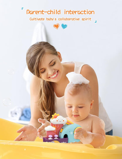 Baby Bath Toys, Fun Simple Physics Educational Bathtub Water Toy, Bath Time Fun Splash Toys for 1, 2, 3+ Year Old Boys Girls Toddlers, Safe Colorful Skin Friendly Waterwheel Bathing Toy