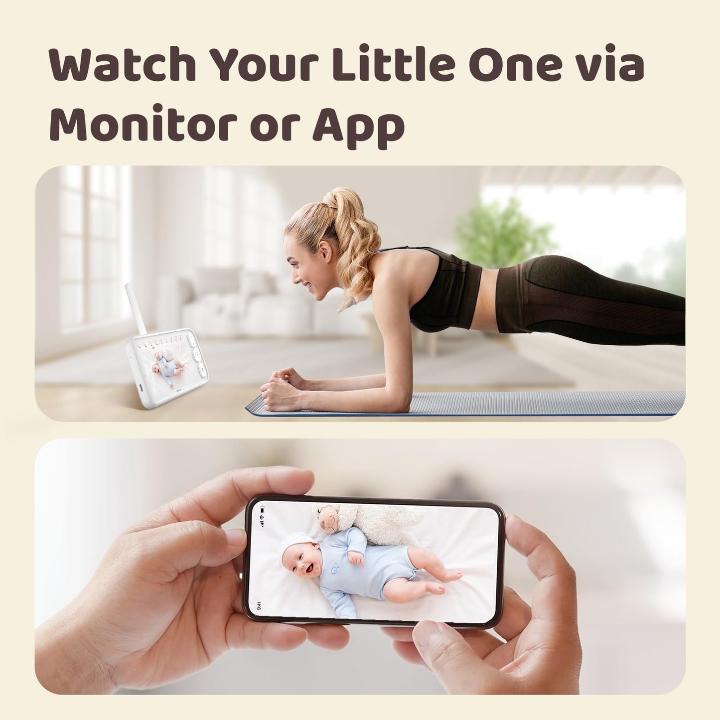 NETVUE Upgraded Baby Camera Monitor Video - 5000mAh Baby Monitor with Camera and Audio, 5" Display, 4 in 1 Bracket Meets The Needs in All Scenarios, Smart Phone App, Cry Detection