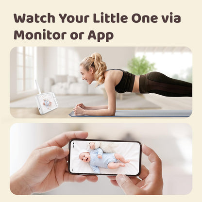 NETVUE Upgraded Baby Camera Monitor Video - 5000mAh Baby Monitor with Camera and Audio, 5" Display, 4 in 1 Bracket Meets The Needs in All Scenarios, Smart Phone App, Cry Detection