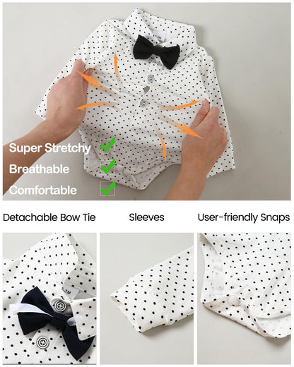 YALLET Baby Boy Clothes Suit 0-24 Months Infant Gentleman Outfits Formal Dress Shirt+Bowtie+Vest+Pants Set Baby Wedding Suits
