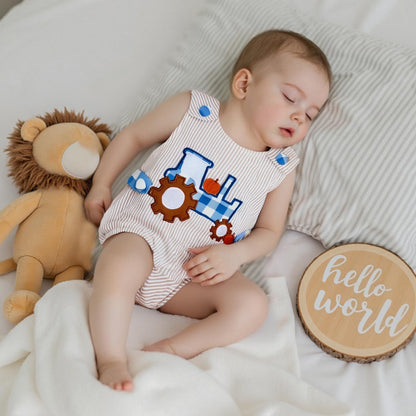 Halloween Baby Clothes Newborn Boy Tractor Pumpkin Onesie Infant Sleeveless Romper Toddler Bodysuit Cute Outfit