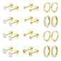 Jstyle Hypoallergenic Surgical Steel Earrings for Sensitive Ears 14K Gold Flat Back Earrings for Women Men Small Stainless Steel Earrings Flatback Stud Hoop Cartilage Earring Set for Multiple Piercing